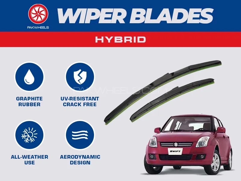 PakWheels Hybrid Wiper Blades For Suzuki Swift 2009 - 2021 Image-1