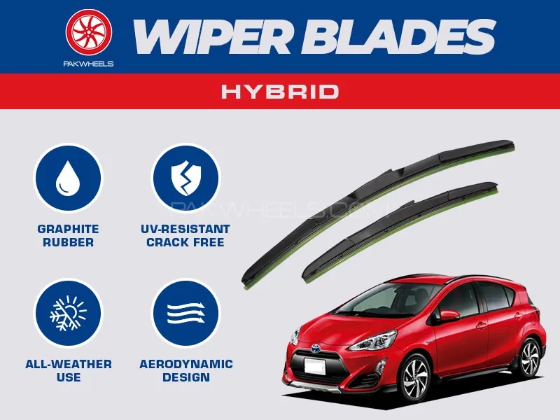 PakWheels Hybrid Wiper Blades For Toyota Aqua 2012 - 2020 Image-1