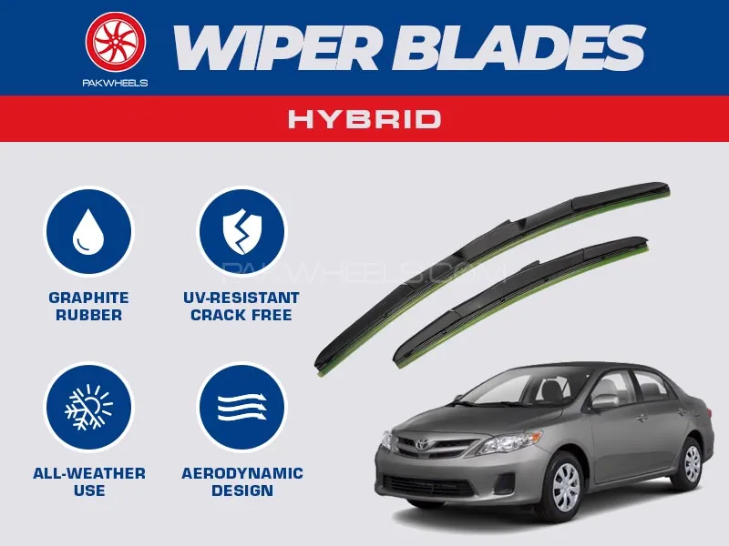 PakWheels Hybrid Wiper Blades For Toyota Corolla 2009 - 2013 Image-1