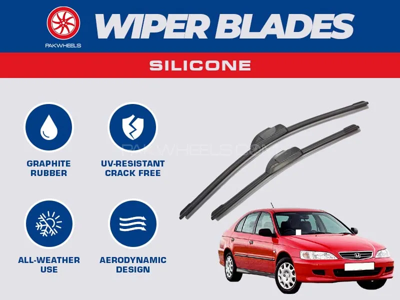 PakWheels Silicon Wiper Blades For Honda City 1998 - 2002 Image-1