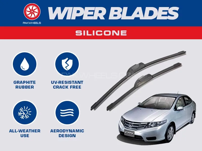 PakWheels Silicon Wiper Blades For Honda City 2009 - 2020 Image-1