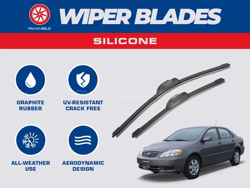 PakWheels Silicon Wiper Blades For Toyota Corolla 2002 - 2008 Image-1