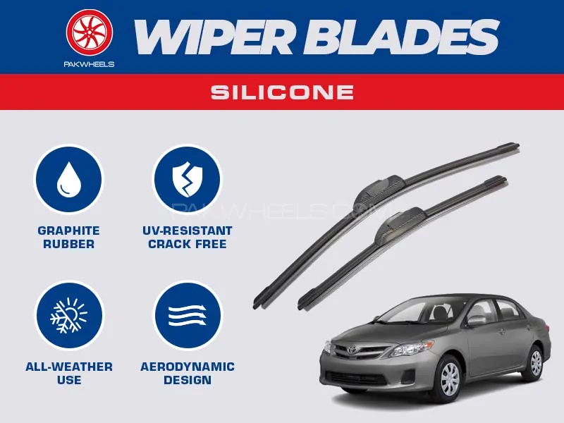 PakWheels Silicon Wiper Blades For Toyota Corolla 2009 - 2013 Image-1
