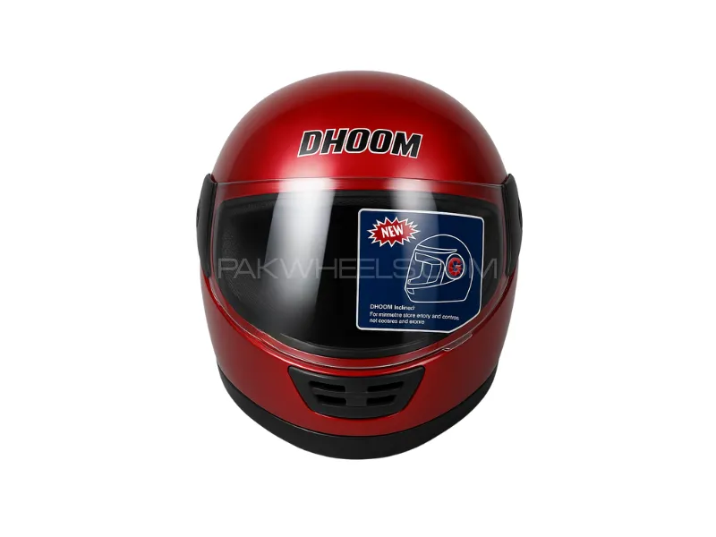 DHOOM Full Face Motorcycle Helmet – Glossy Red Image-1
