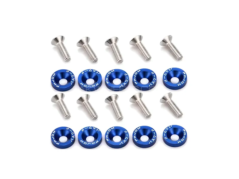 JDM Style Aluminum Washers – Pack of 10 (Blue) Image-1