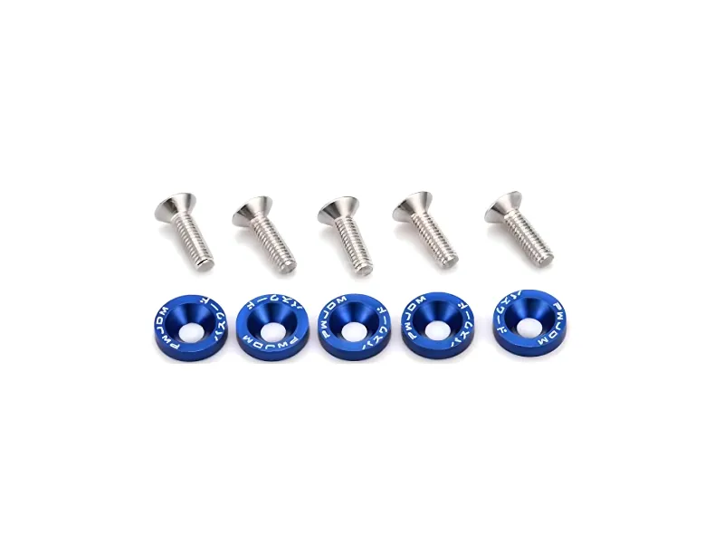 JDM Style Aluminum Washers – Pack of 5 (Blue) Image-1
