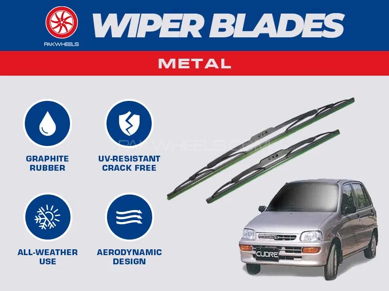 PakWheels Metal Wiper Blades For Daihatsu Cuore Image-1