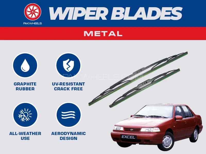 PakWheels Metal Wiper Blades For Hyundai Excel Image-1