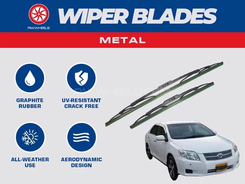 PakWheels Metal Wiper Blades For Toyota Axio 2007 - 2012 Image-1