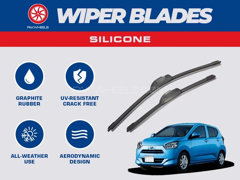 PakWheels Silicon Wiper Blades For Mira 2018 - 2023 | OEM Type Button Fitting Image-1