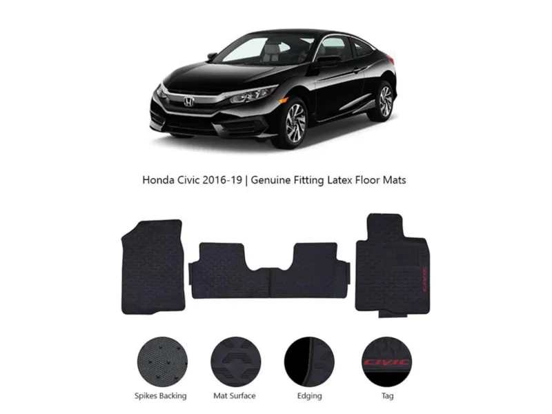 HONDA CIVIC (2016-2021) Latex Rubber Floor Mats Image-1
