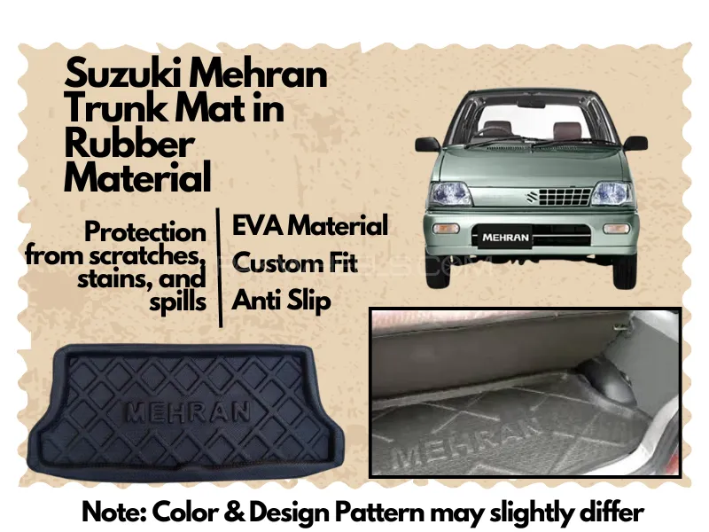 Suzuki Mehran Trunk Mat in Rubber Material | Trunk Tray for Suzuki Mehran Rubber Material Image-1