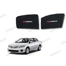 Toyota Corolla 2009-2012 Fix Side Shade With Logo Black UV Protection Heat Protection Image-1