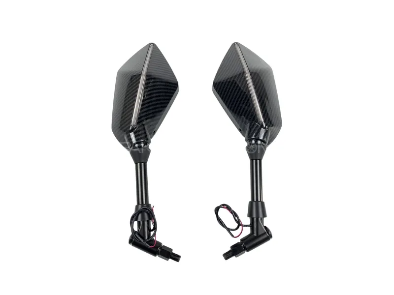 Universal Bike Side View Mirrors with Built-in LED Indicators – Signal Blinkers Included Image-1