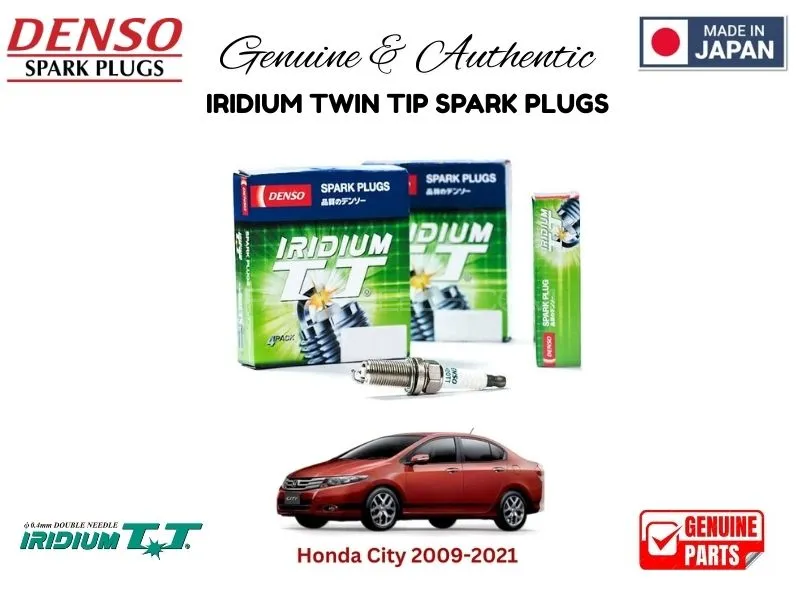 Honda City 2009-2021 DENSO IRIDIUM TWIN TIP SPARK PLUGS 4 Pieces - MADE IN JAPAN Image-1