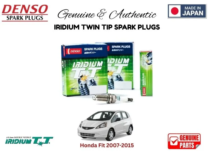 Honda Fit 2007-2015  DENSO IRIDIUM TWIN TIP SPARK PLUGS 4 Pieces - MADE IN JAPAN Image-1