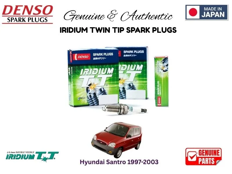 Hyundai Santro 1997-2003 DENSO IRIDIUM TWIN TIP SPARK PLUGS 4 Pieces - MADE IN JAPAN Image-1