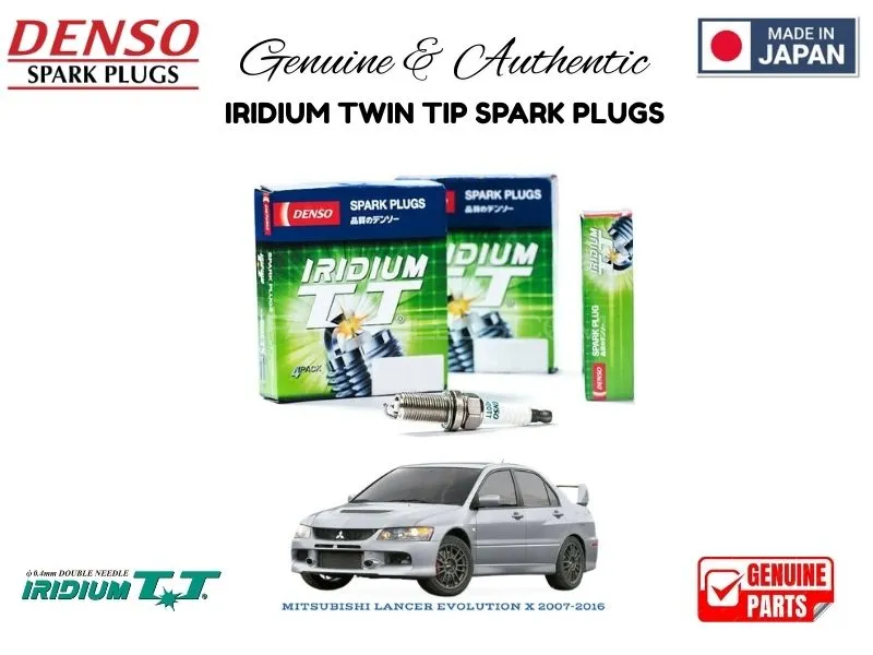 Mitsubishi Lancer Evolution X 2007-2016 DENSO IRIDIUM TWIN TIP SPARK PLUGS 4 Pieces - MADE IN JAPAN