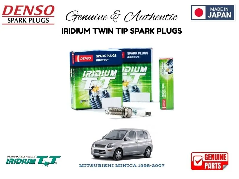 Mitsubishi Minica 1998-2011 DENSO IRIDIUM TWIN TIP SPARK PLUGS 4 Pieces - MADE IN JAPAN Image-1