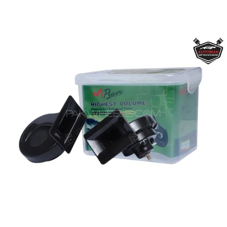 Mpower Loud Snail Horn for Car, Truck, SUV, Motorcycle – 12V Powerful Dual-Tone Air Horn, Waterproof Image-1