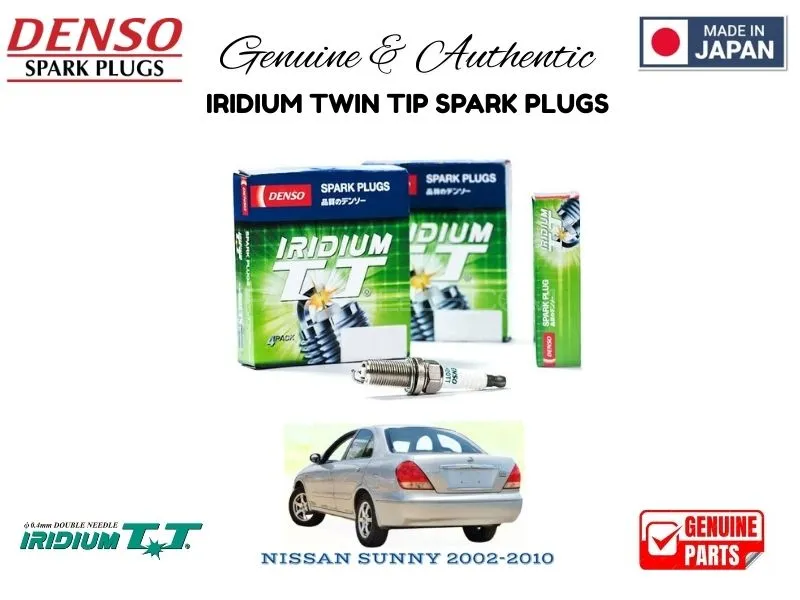 Nissan Sunny 2002-2010 DENSO IRIDIUM TWIN TIP SPARK PLUGS 4 Pieces - MADE IN JAPAN Image-1