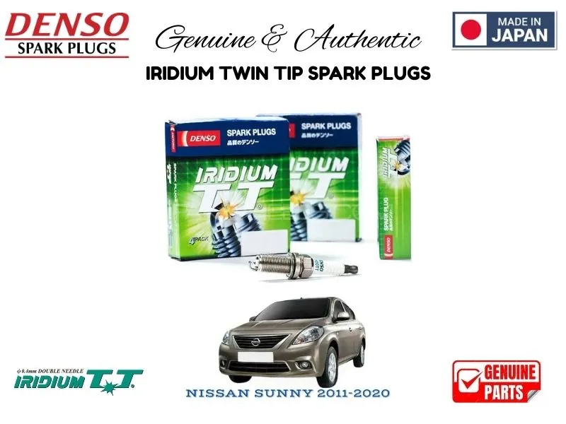 Nissan Sunny 2011-2020 DENSO IRIDIUM TWIN TIP SPARK PLUGS 4 Pieces - MADE IN JAPAN Image-1