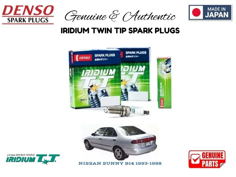 Nissan Sunny B14 1993-1998 DENSO IRIDIUM TWIN TIP SPARK PLUGS 4 Pieces - MADE IN JAPAN Image-1