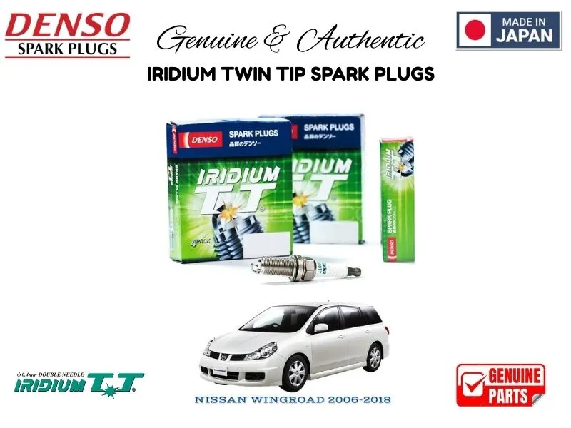 Nissan WingRoad 2006-2018 DENSO IRIDIUM TWIN TIP SPARK PLUGS 4 Pieces - MADE IN JAPAN Image-1