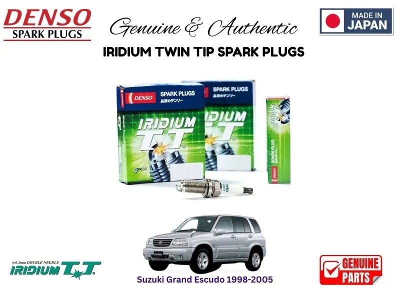 Suzuki Grand Escudo 1998-2005  DENSO IRIDIUM TWIN TIP SPARK PLUGS 4 Pieces - MADE IN JAPAN Image-1