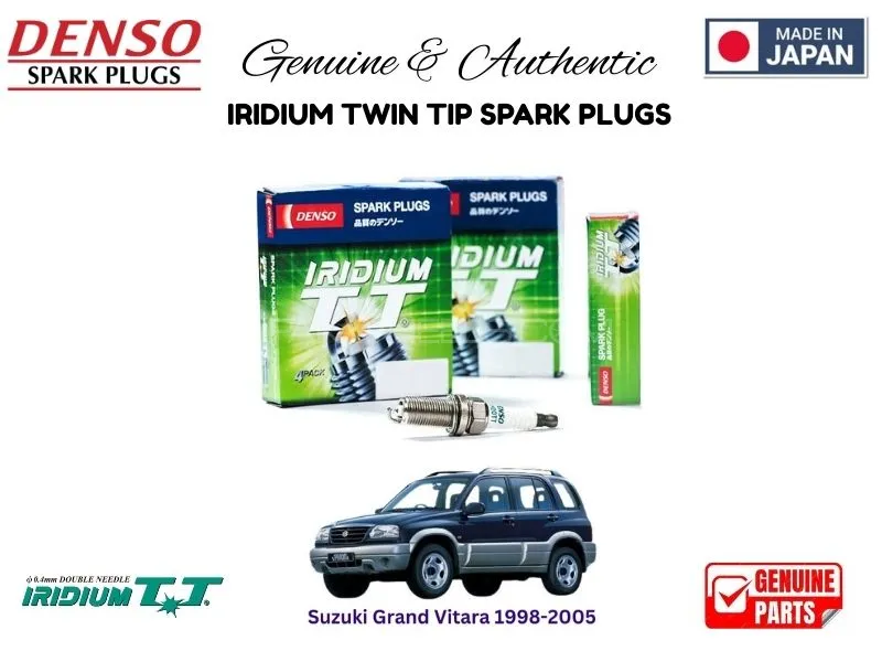 Suzuki Grand Vitara 1985-1998  DENSO IRIDIUM TWIN TIP SPARK PLUGS 4 Pieces - MADE IN JAPAN Image-1