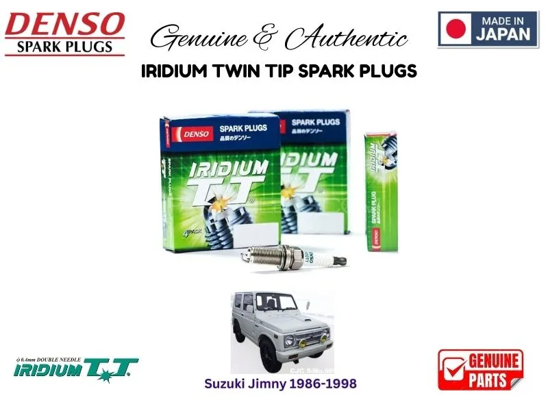 Suzuki Jimny 1986-1998 DENSO IRIDIUM TWIN TIP SPARK PLUGS 4 Pieces - MADE IN JAPAN Image-1