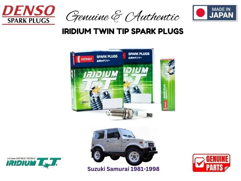Suzuki Samurai 1981-1998 DENSO IRIDIUM TWIN TIP SPARK PLUGS 4 Pieces - MADE IN JAPAN Image-1