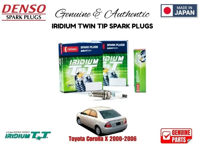 Toyota Corolla X 2000-2006 DENSO IRIDIUM TWIN TIP SPARK PLUGS 4 Pieces - MADE IN JAPAN Image-1