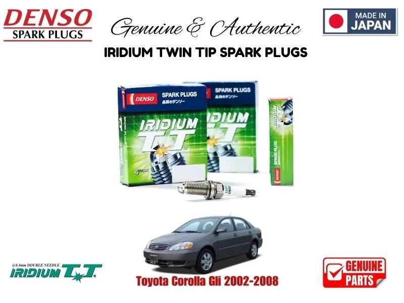 Toyota Corollla Gli 2002-2008 DENSO IRIDIUM TWIN TIP SPARK PLUGS 4 Pieces - MADE IN JAPAN Image-1