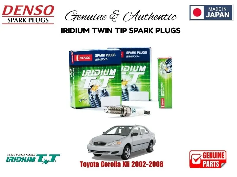 Toyota Corollla Xli 2002-2008 DENSO IRIDIUM TWIN TIP SPARK PLUGS 4 Pieces - MADE IN JAPAN Image-1