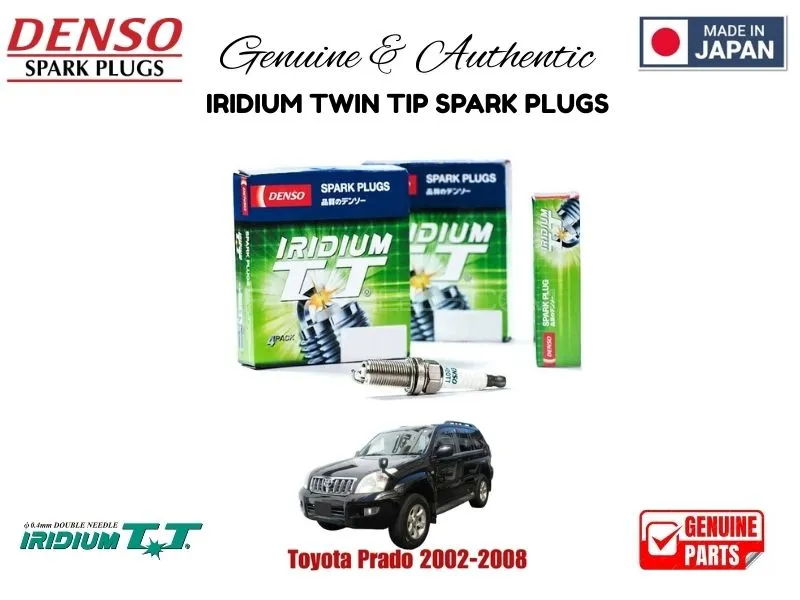Toyota Prado 2002-2008 DENSO IRIDIUM TWIN TIP SPARK PLUGS 4 Pieces - MADE IN JAPAN Image-1