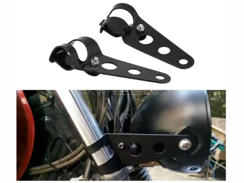 HeadLight Forks | Bike Side Metal Head Light Holder For Cafe Racer Image-1
