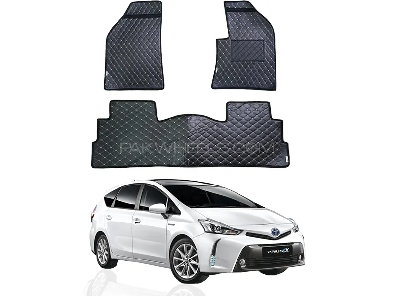 Toyota Prius Alpha 7D Floor Mat ( Flat Style ) 3PCS - Model 2011-2021 Image-1