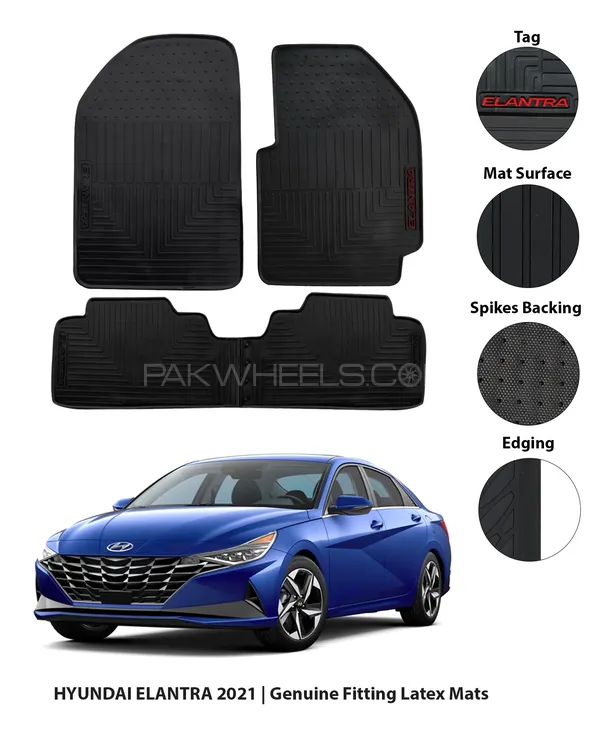 Custom Fit Hyundai Elantra 2021-2024 All-Weather Latex Rubber Floor Mats – Heavy Duty Protection Image-1