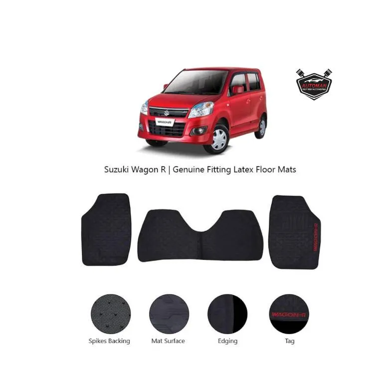 "SUZUKI WAGON R 2014-2024 Custom Fit Rubber Latex Car Floor Mats – Heavy Duty, Non-Slip, All-Weather Image-1