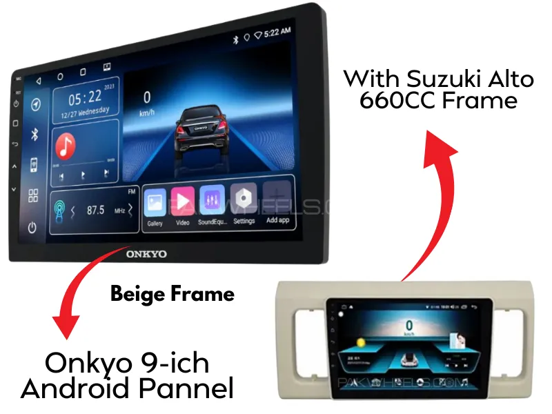 Suzuki Alto 660 Original Onkyo X-QD1120 Android Panel with Beige Frame 9-Inch | 2+32GB | GPS, Mic Image-1