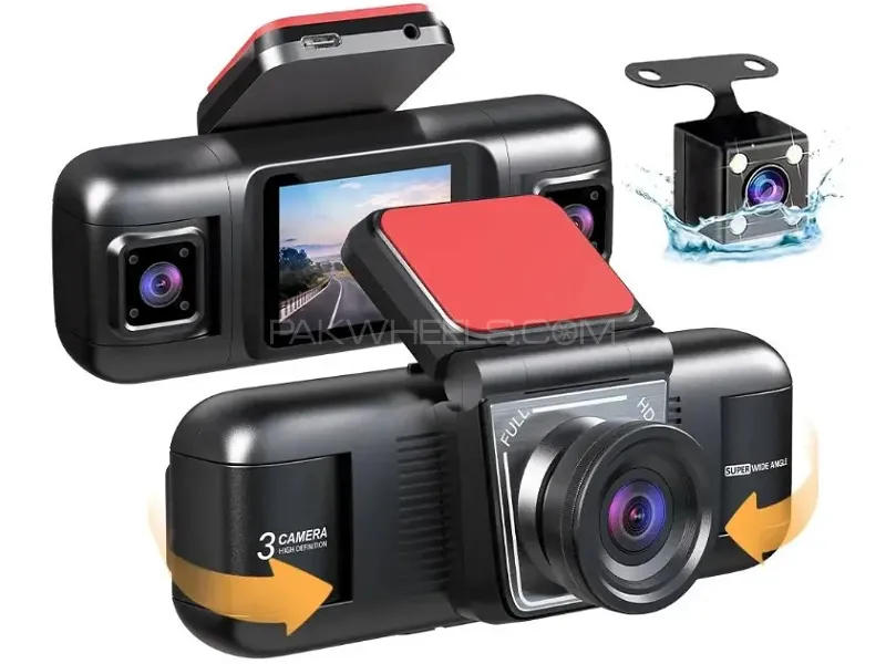 Car Dash Cam 3 Channel Front Back Right Left DVR Camera Recorder  Image-1