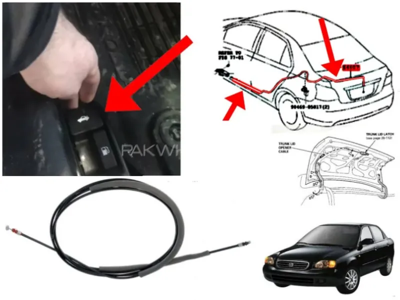 Suzuki Baleno 1998-2005 Trunk Release Cable - Diggi Cable Image-1