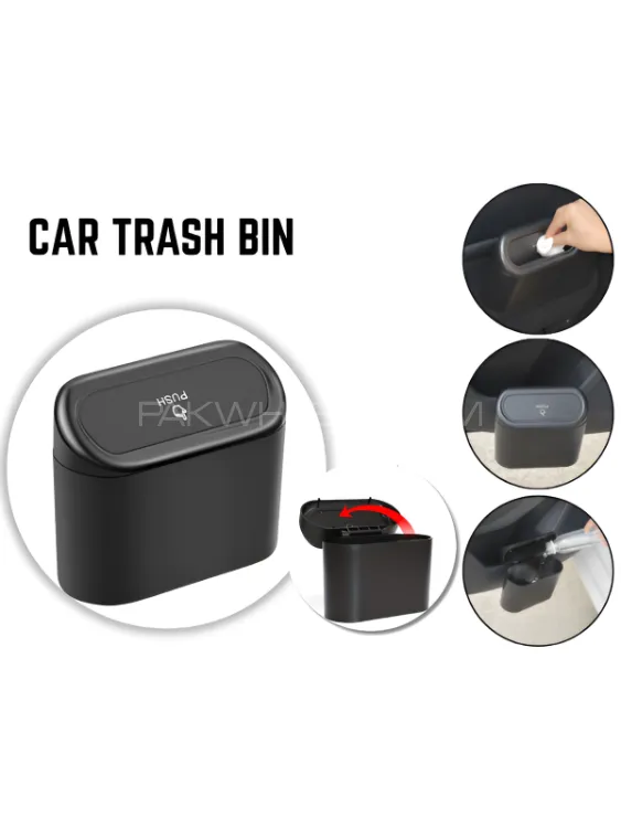 Car Garbage Dust Case Storage Box Trash Bin Hanging ABS Material Pressing Square Trash Can . Image-1