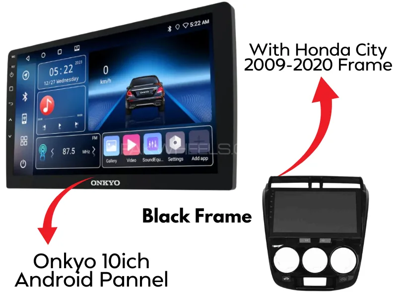 Honda City 2009-2021 Original Onkyo X-QD1120 Android Panel with Black Frame 10-Inch | 2+32GB | GPS, Image-1