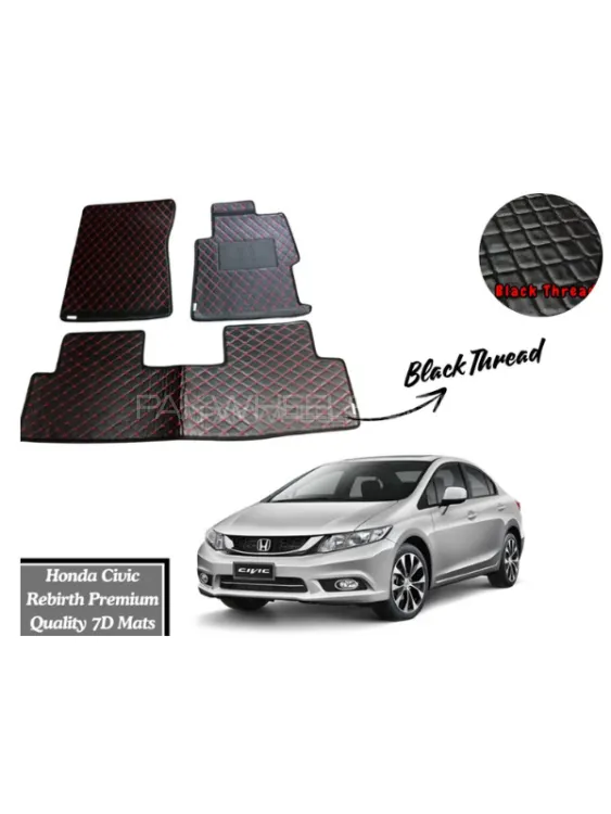 Honda Civic Rebirth 2013-2016 7D Flat Eco Mats With Black Thread Image-1