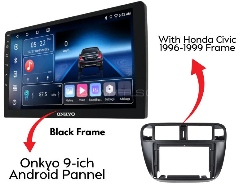 Honda Civic 1996-1999 Original Onkyo X-QD1120 Android Panel with Black Frame 9-Inch | 2+32GB | Image-1