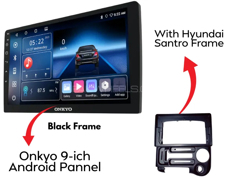 Hyundai Santro Original Onkyo X-QD1120 Android Panel with Black Frame 9-Inch | 2+32GB | GPS, Mic, Image-1