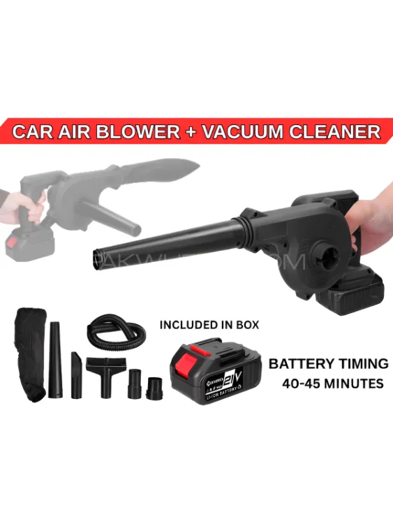 Vacuum + Blower Portable 21V Car Blower with Battery 40 MINS Battery Timing - Cordless Blower . Image-1