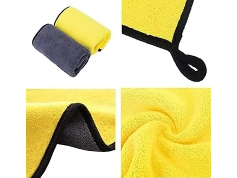 Micro Fiber clothe  , colour yellow & Grey Double Microfiber Image-1